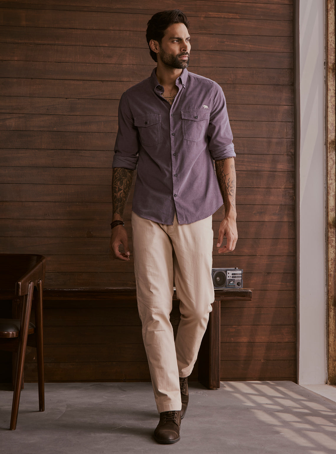 Dusk Violet Cotton Tencel Cordruoy Shirt