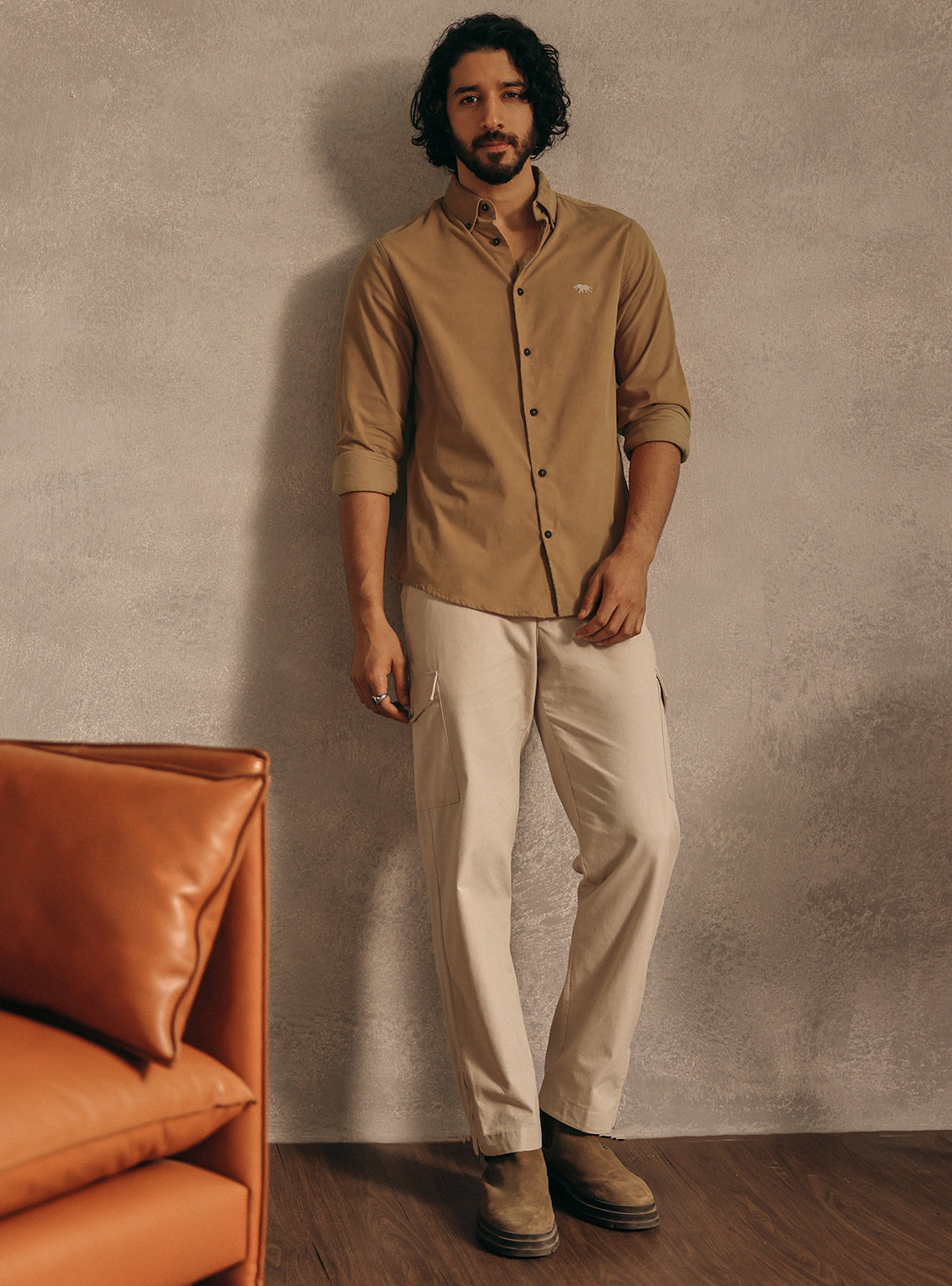 Thar Gold Cotton Blend Corduroy Shirt