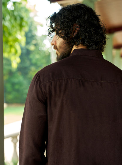 Dhar Brown Linen Kurta