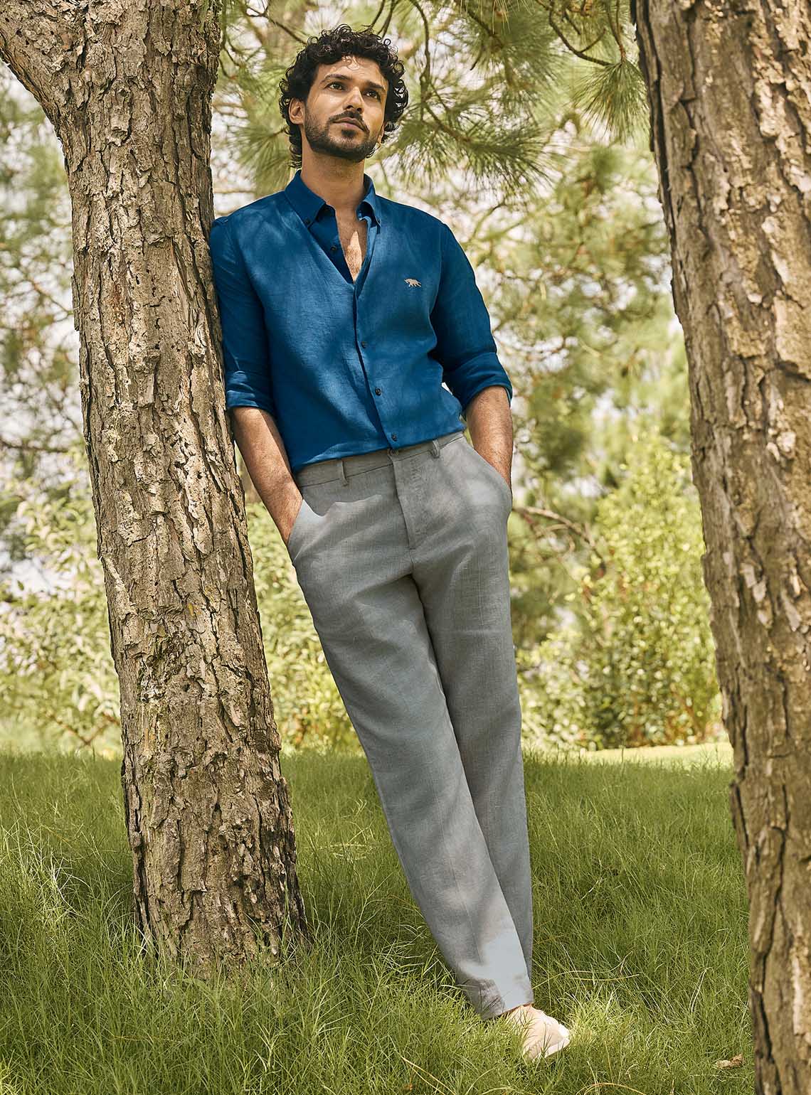 Keel Navy Lyocell Linen Shirt