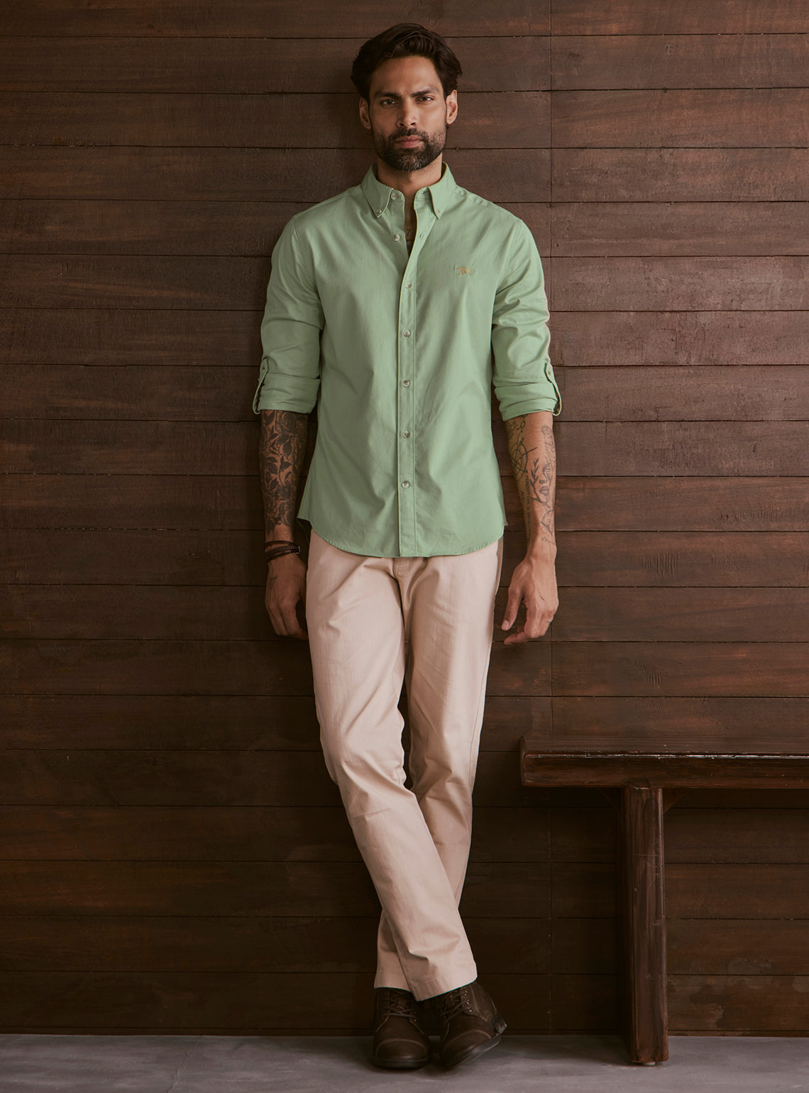 Mineral Green Cotton Twill Shirt
