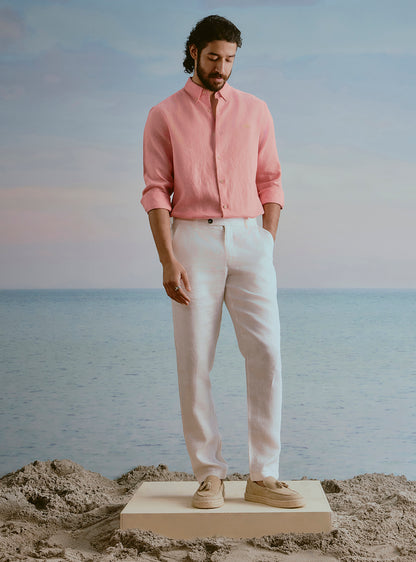 Coral Pink Linen Shirt
