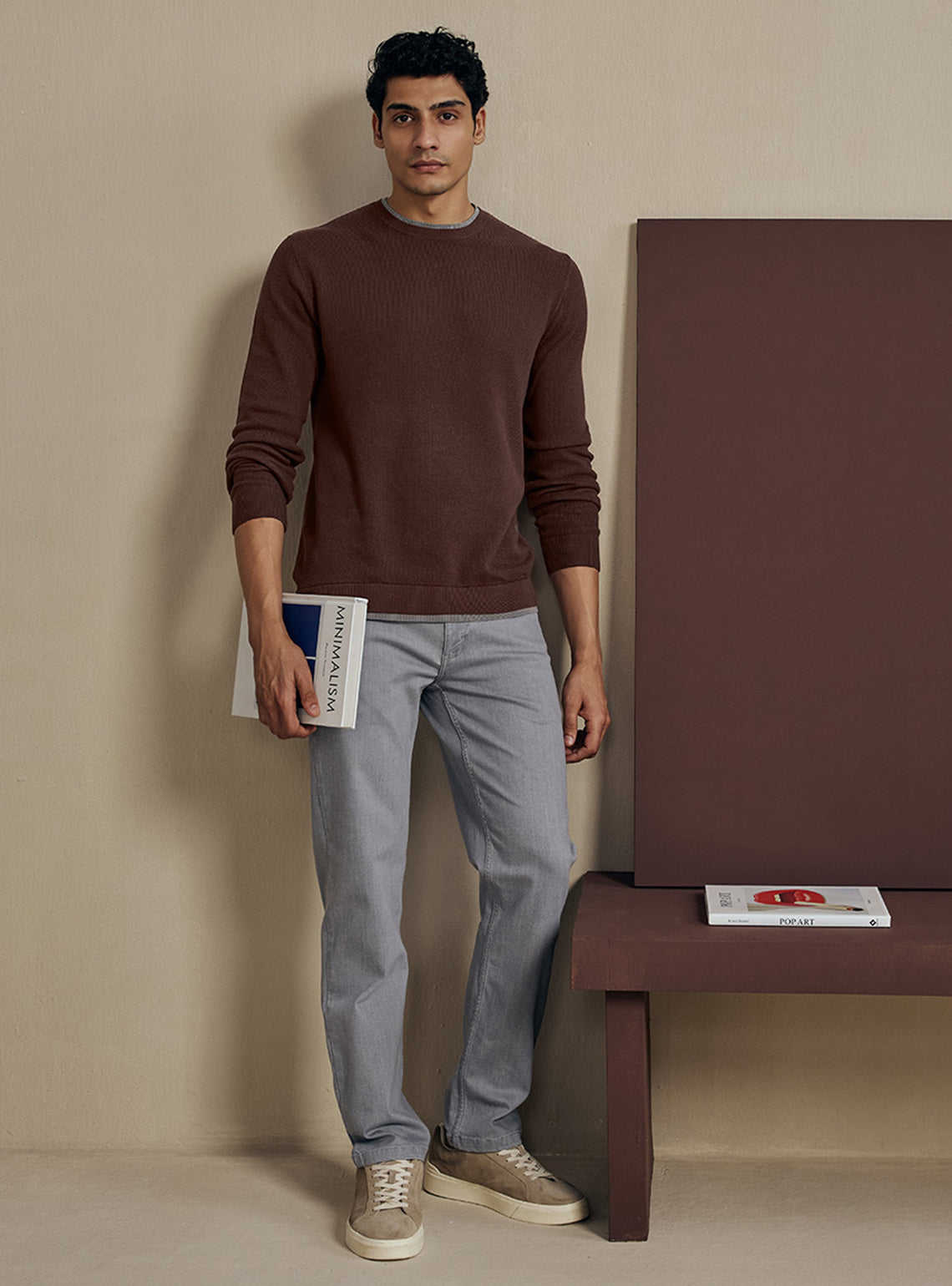 Deep Maroon Honeycomb Cotton Pullover