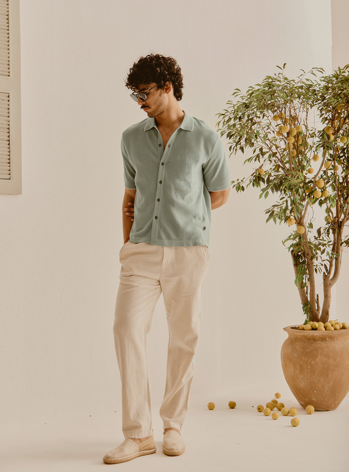 Valencia Green Cotton Knit Shirt
