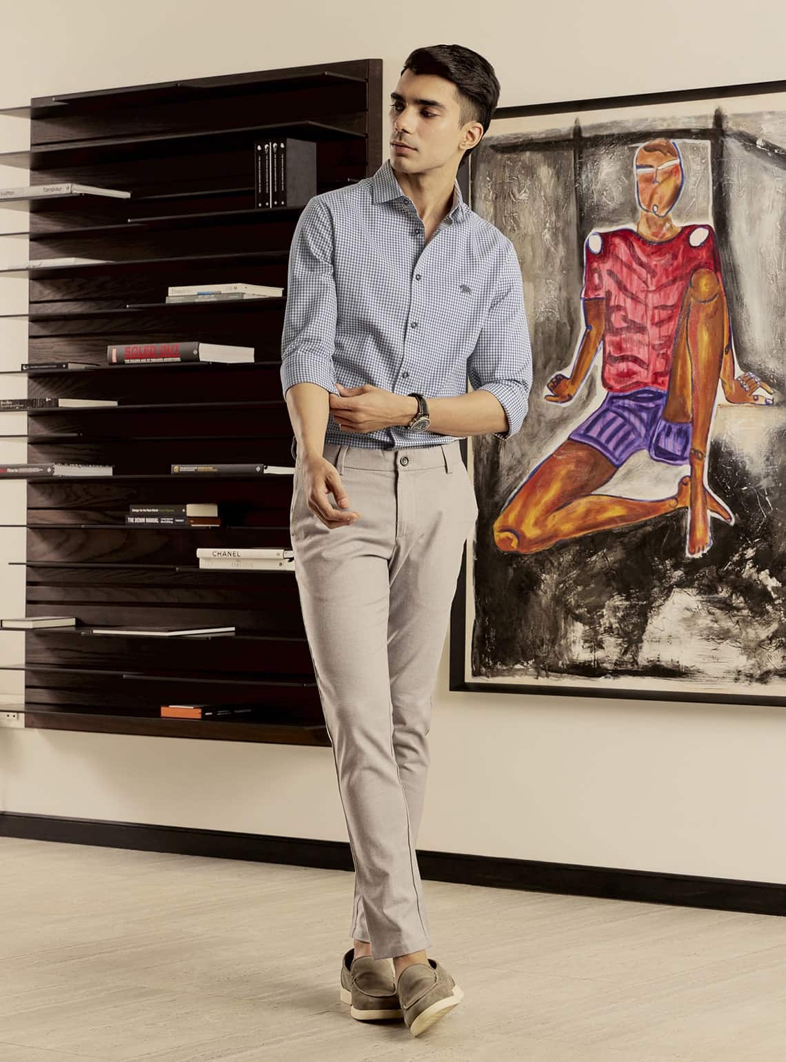 Raven Grey Cotton Check Shirt