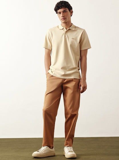 Bison Beige Cotton Lycra Pique Polo