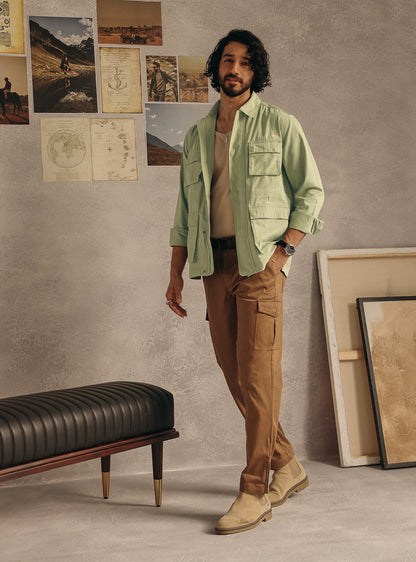 Tallow Green Cotton Canvas Overshirt