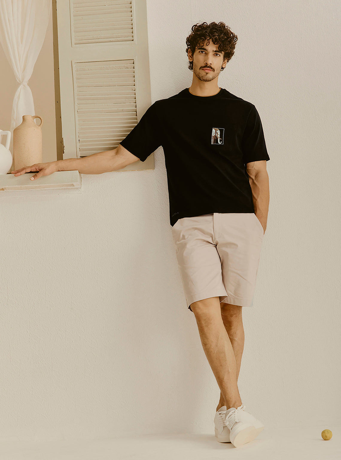 Capri Black Cotton Crewneck