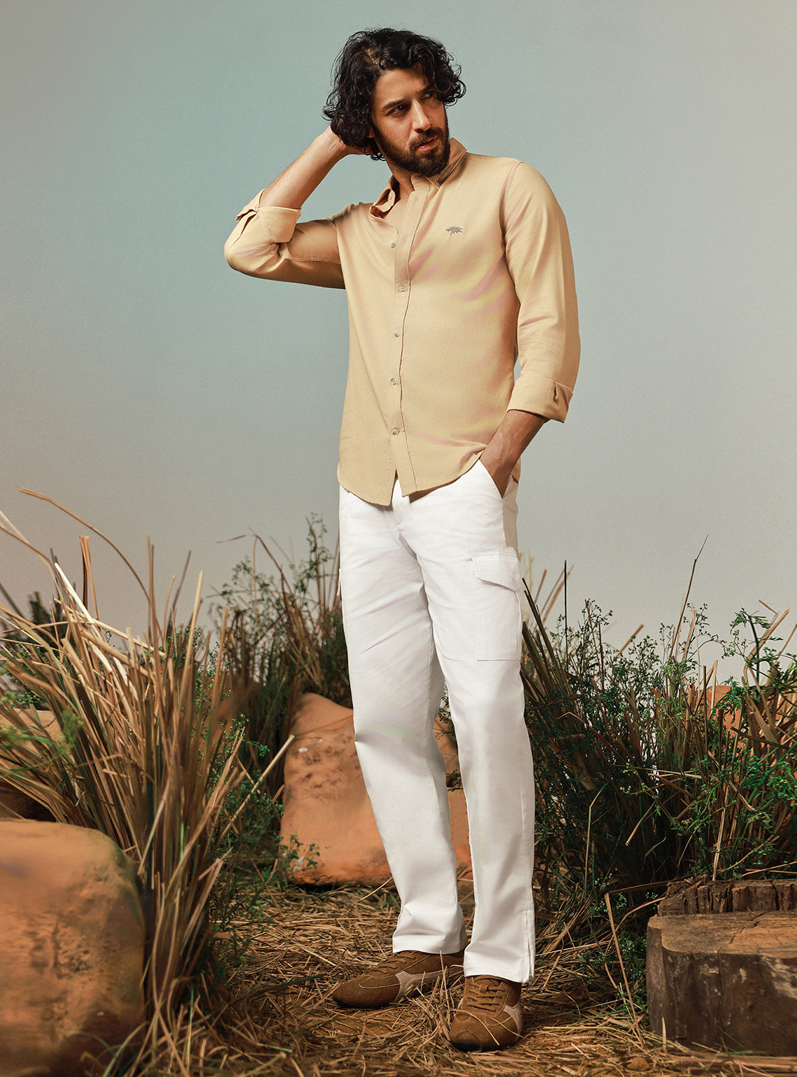 Ecru Off White Twill Cargo