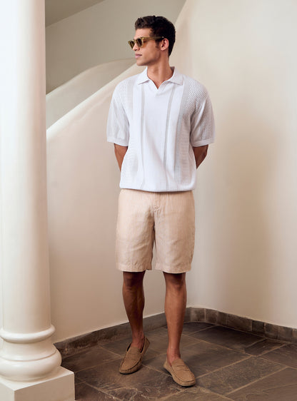 Titan White Cotton Pointelle Polo