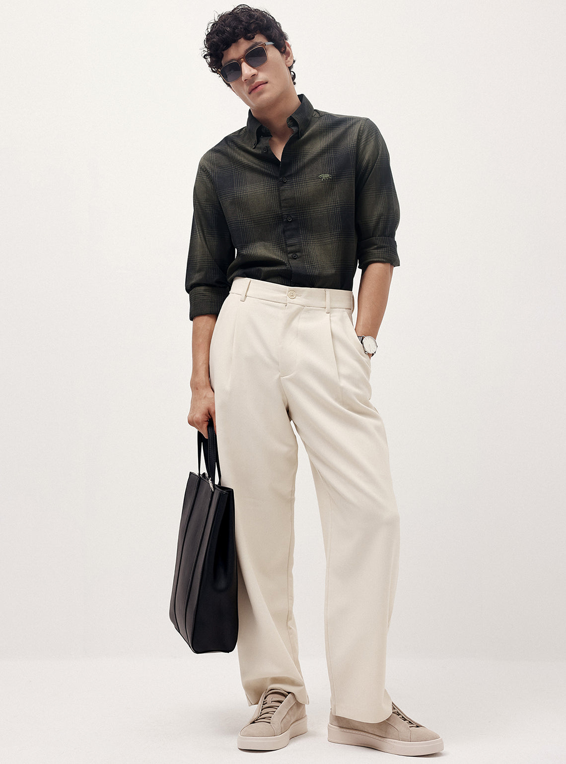 Gravel Olive Cotton Melange Shirt