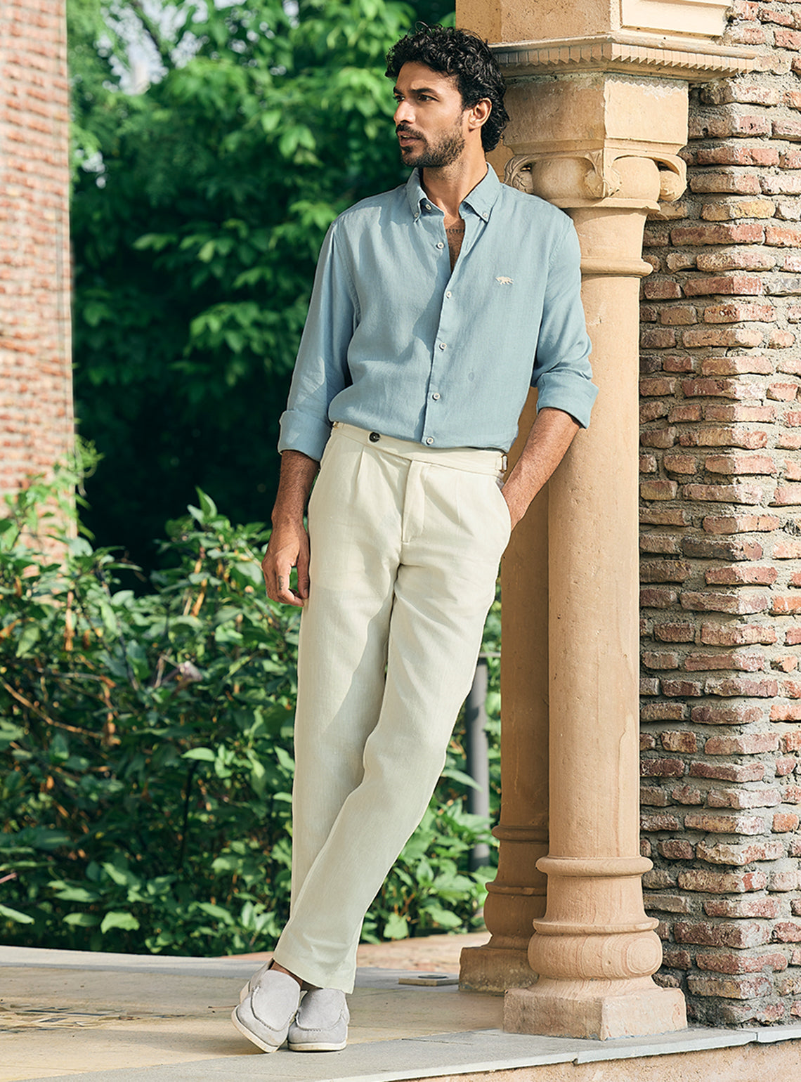 Delta Teal European Linen Shirt