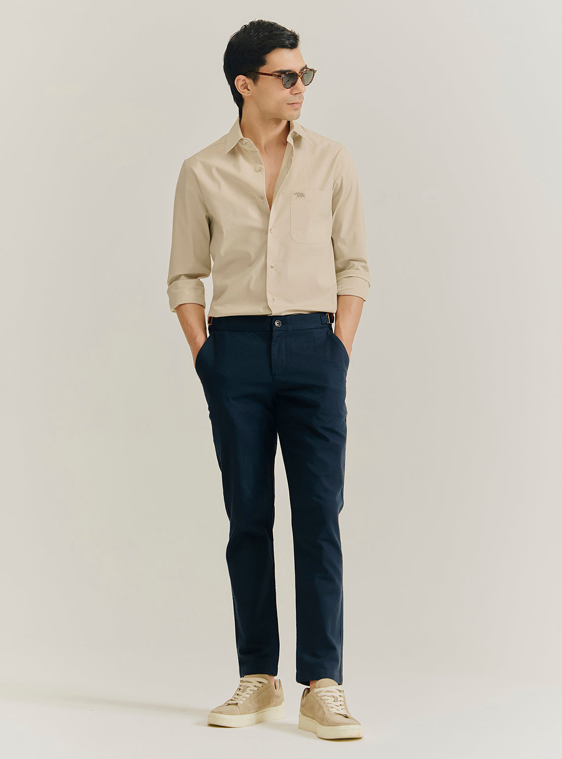 Sand Beige Cotton Stretch Shirt