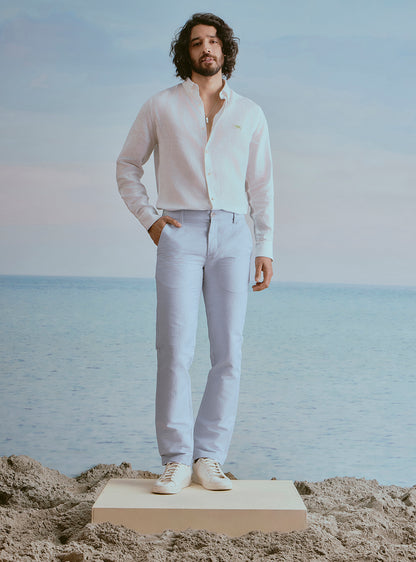 Current Blue Linen Stripe Trousers