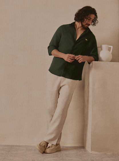 Kelp Olive Linen Shirt