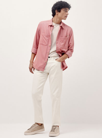 Valencia Red Cotton Melange Overshirt