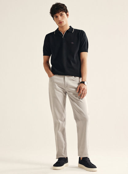 Bespoke Black Cotton Polo Shirt