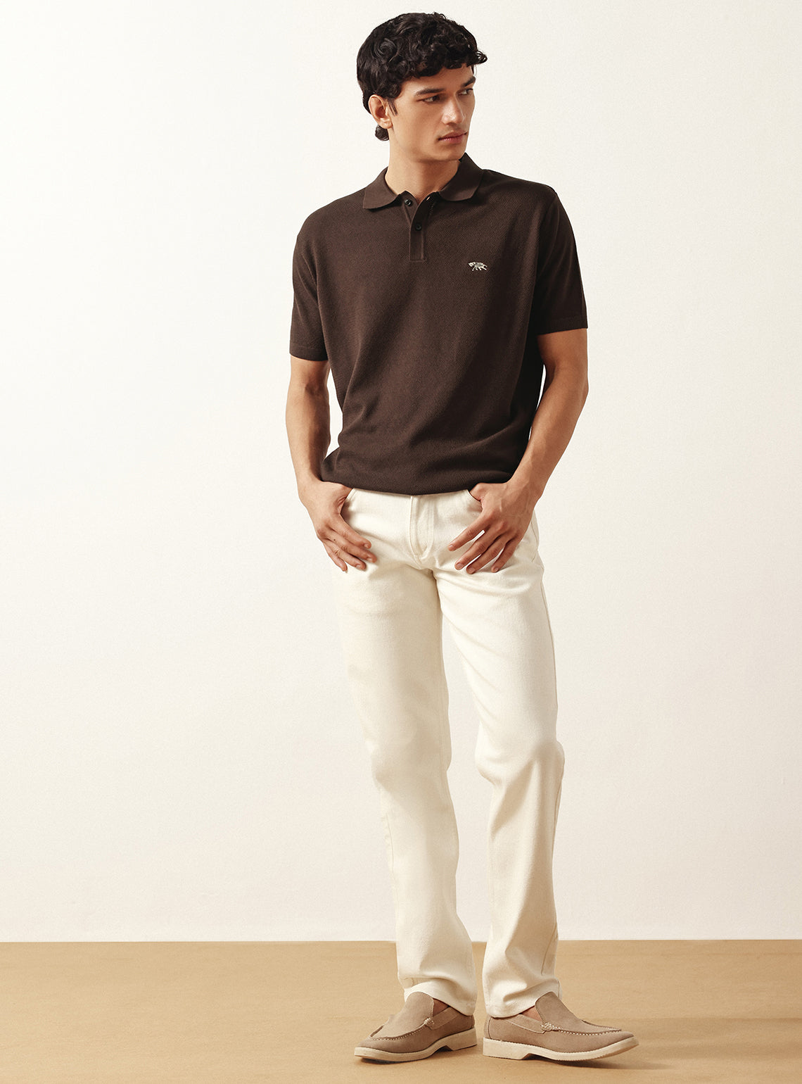 Paco Brown Cotton Viscose Knit Polo