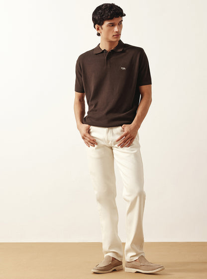Paco Brown Cotton Viscose Knit Polo