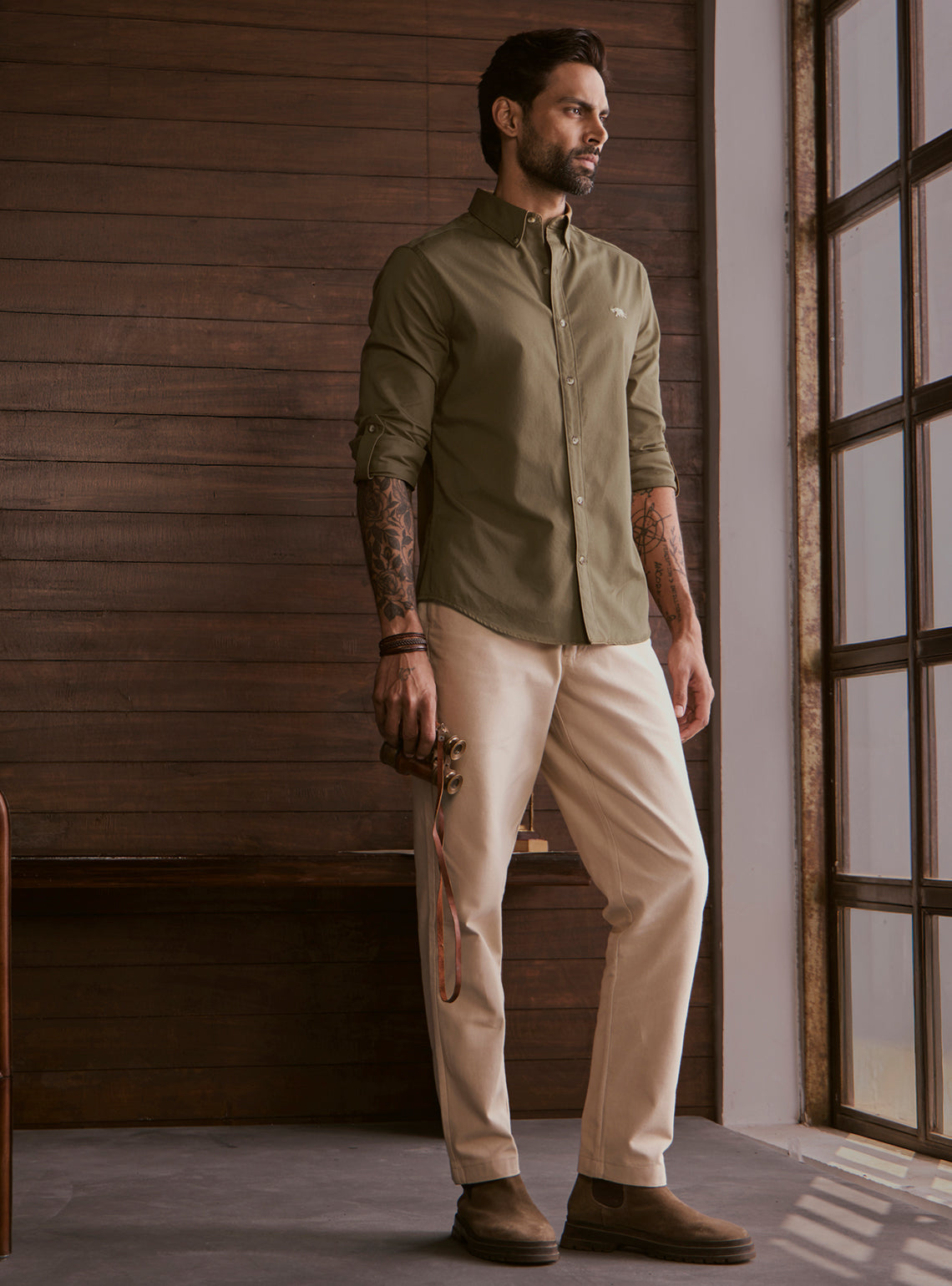 Woodland Olive Cotton Twill Shirt
