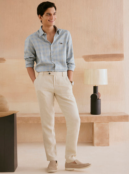 Stardust Grey Check Linen Shirt