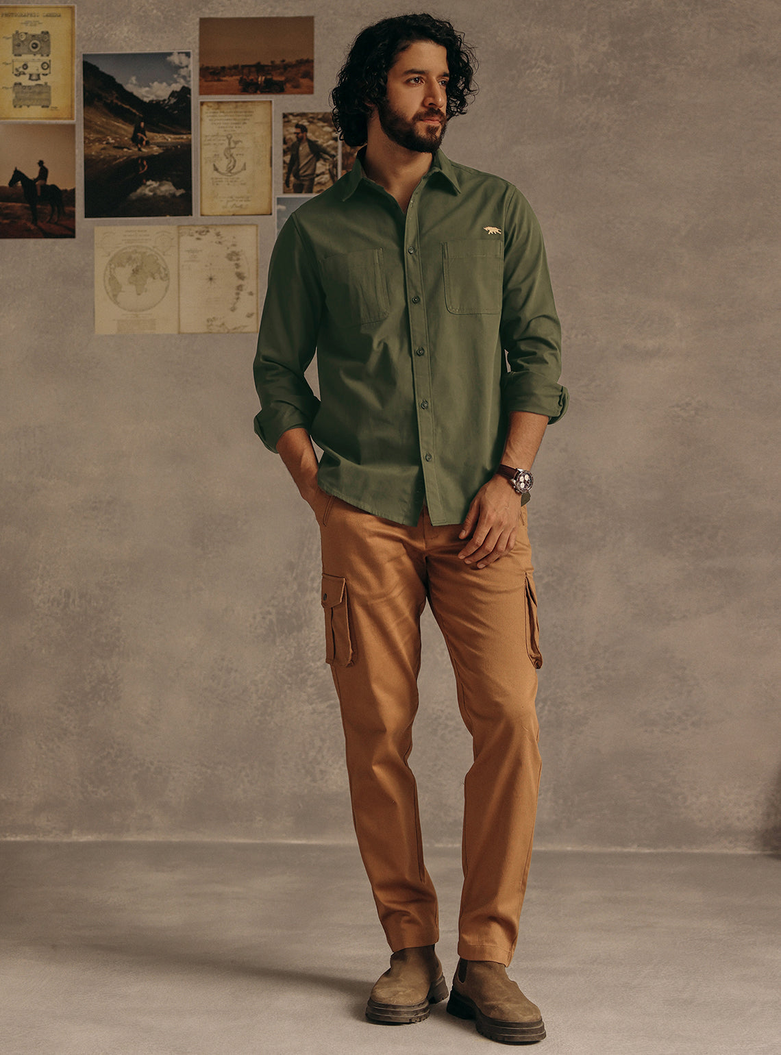 Woodrush Olive Cotton Canvas Shirt