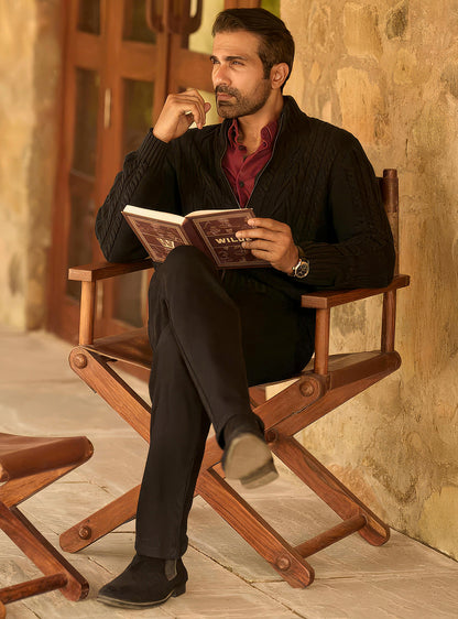 Void Black Cotton Cardigan