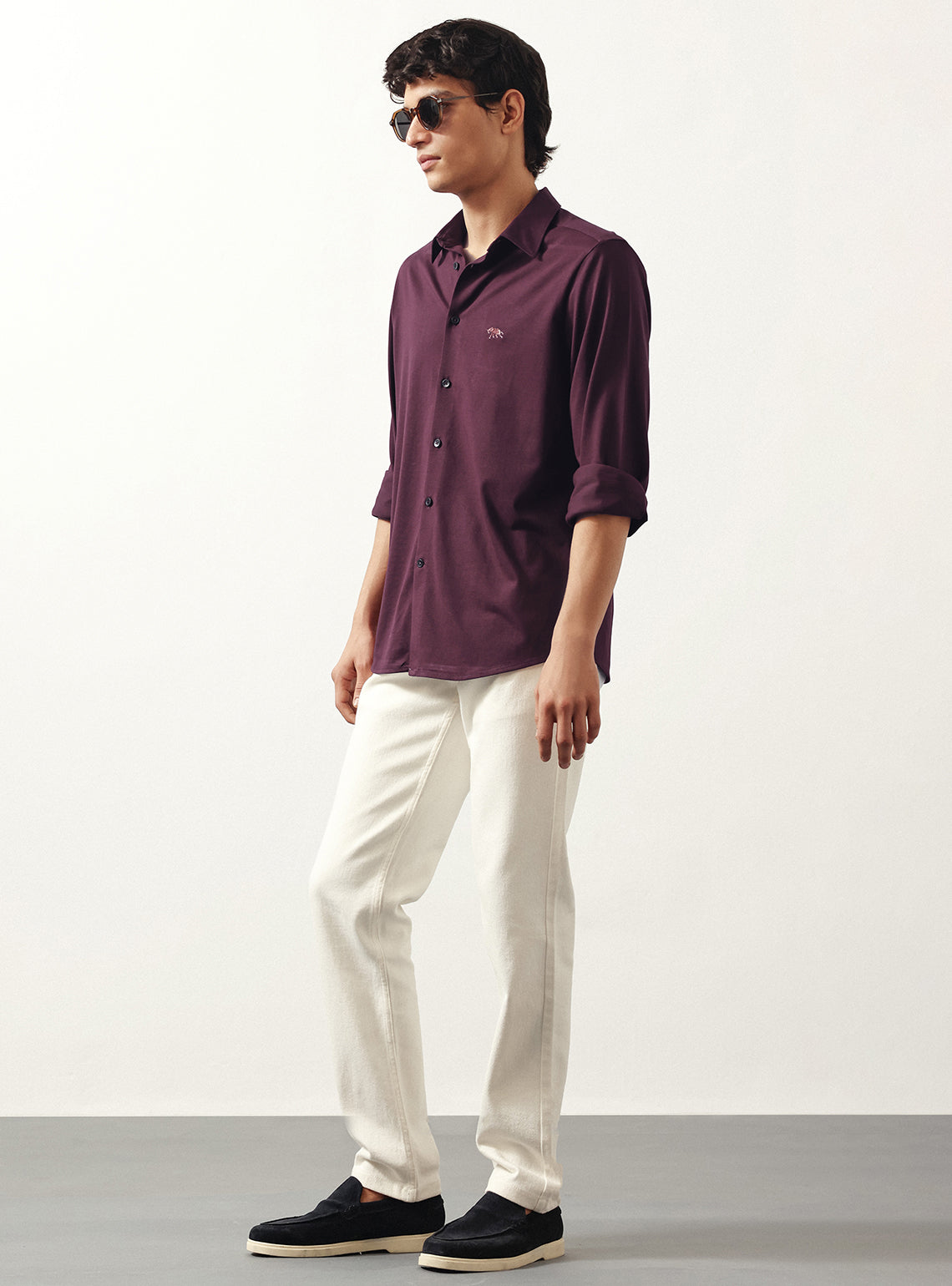 Wineberry Burgundy Cotton Knit Shirt