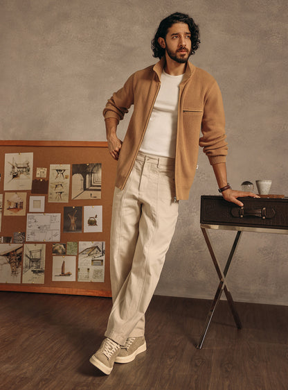 Driftwood Brown Cotton Bomber Jacket