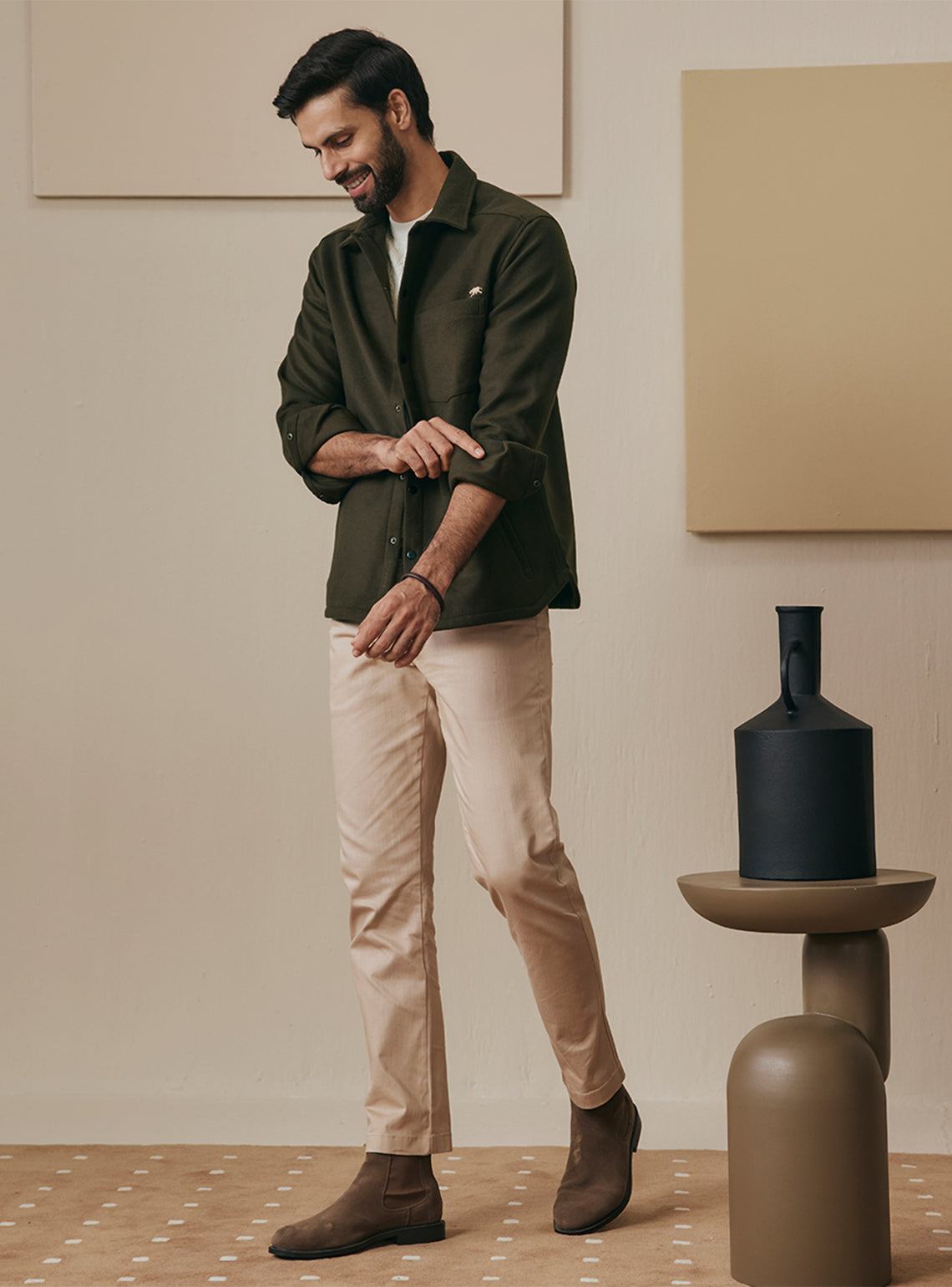 Winter Olive Poly Rich Suede Jacket