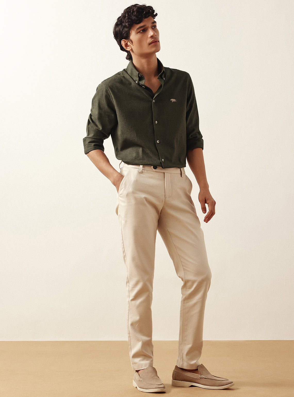 Kelp Olive Cotton Melange Shirt