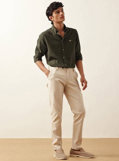 Kelp Olive Cotton Melange Shirt