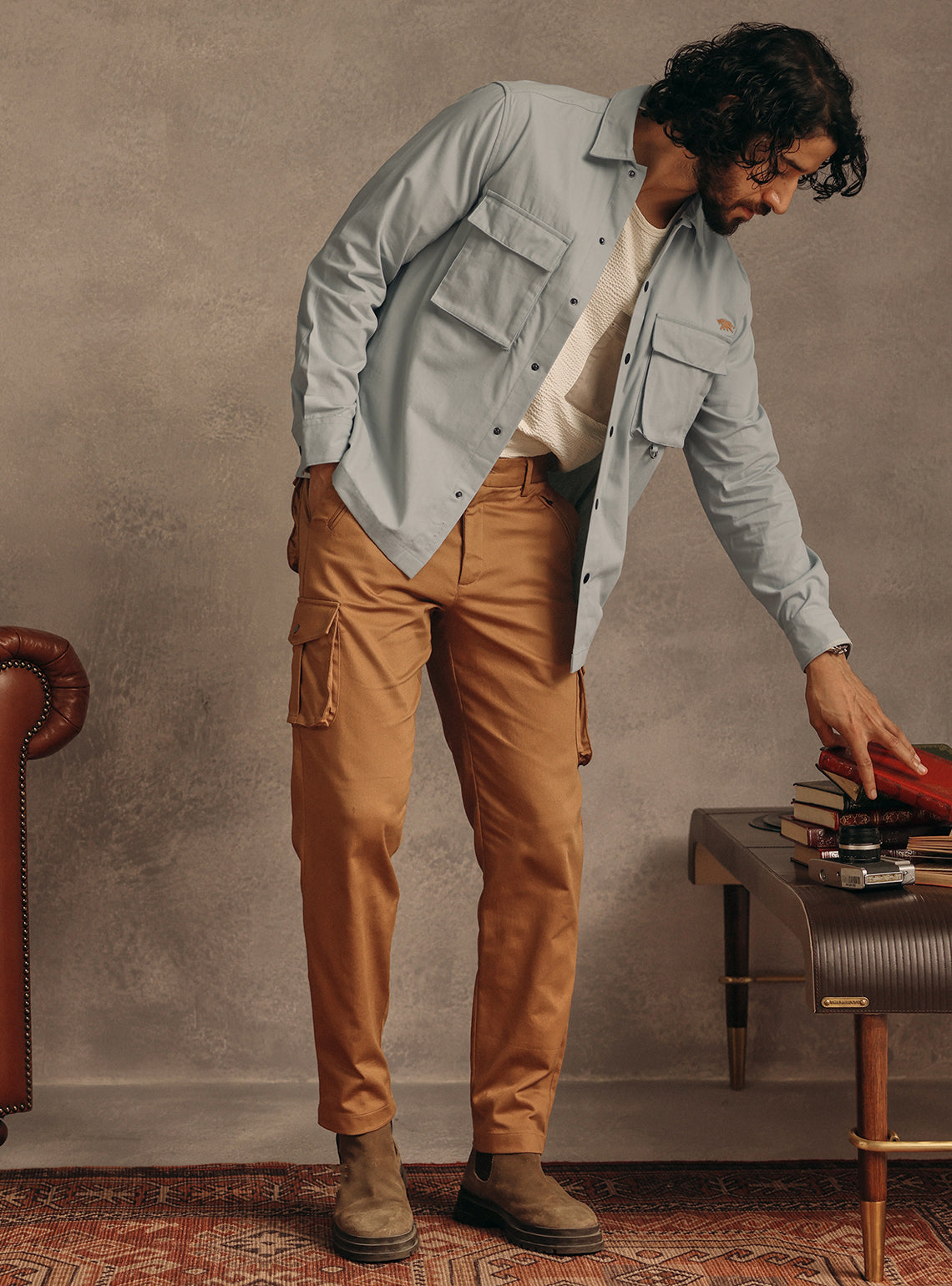 Glacial Blue Cotton Canvas Overshirt