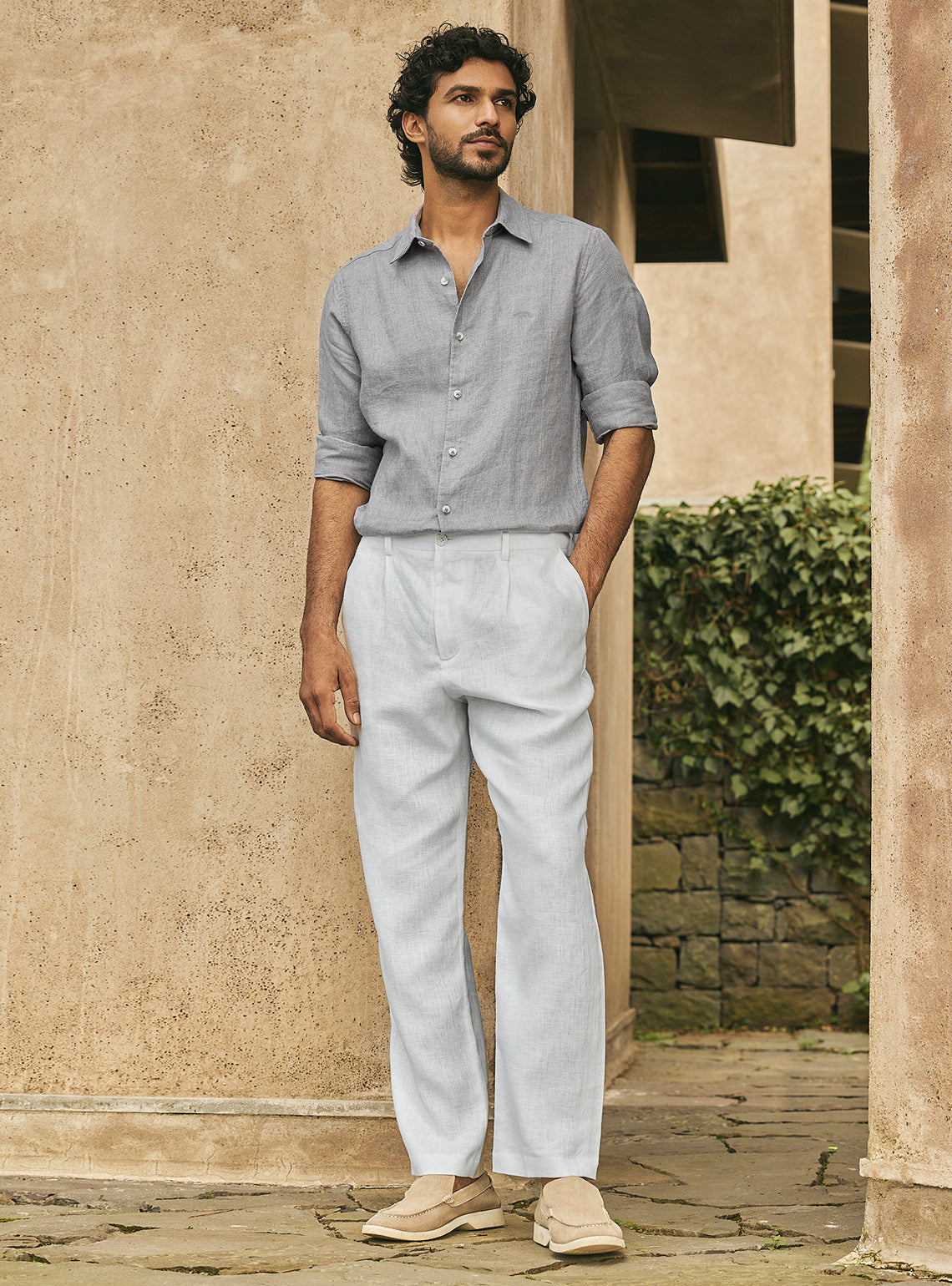 Stone Grey Linen Shirt