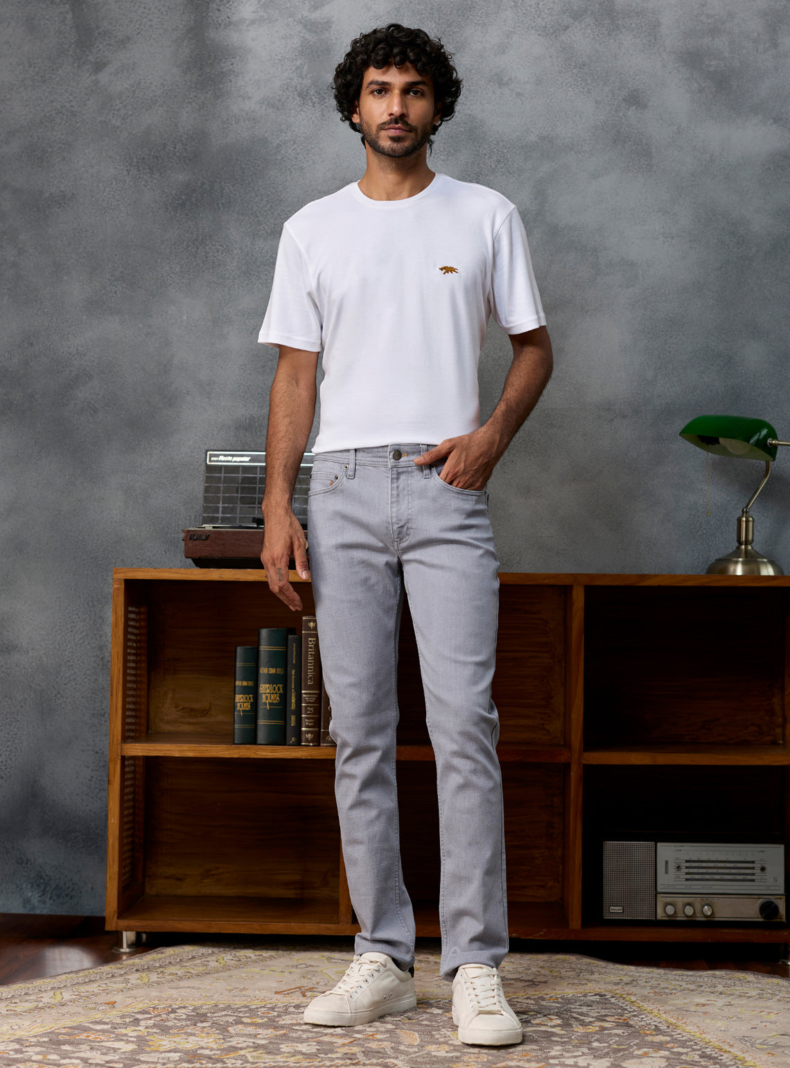 Cloud Grey Cotton Viscose Denim Jeans