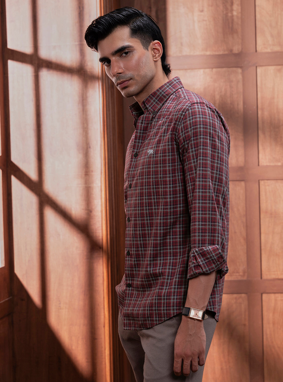 Cosmic Burgundy Cotton Melange Shirt