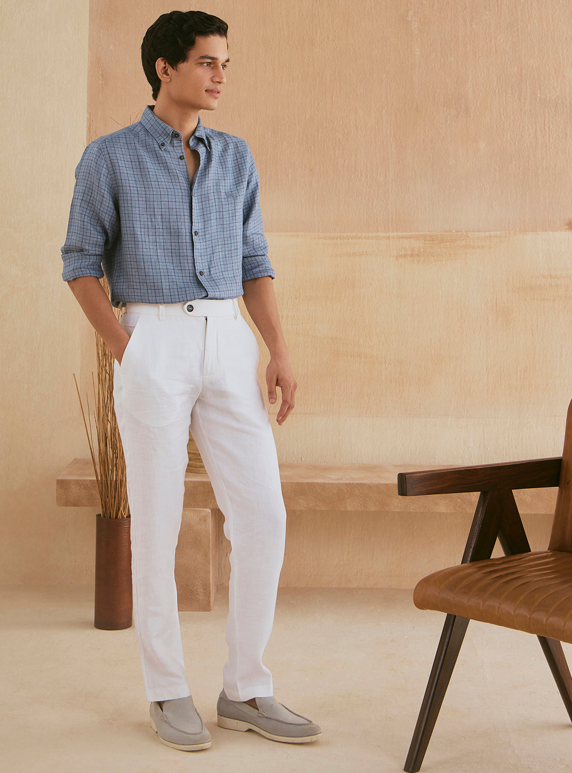 Raven Blue Check Linen Shirt