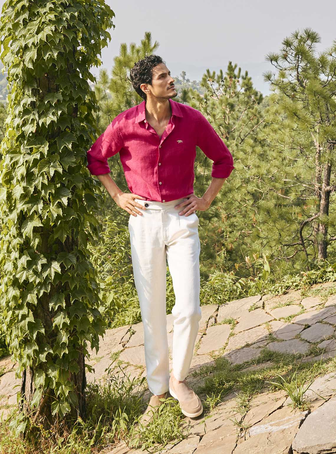 Rustic Burgundy Linen Shirt