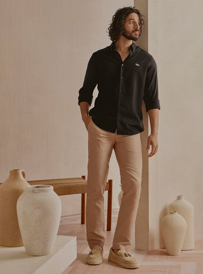 Deep Black Linen Shirt