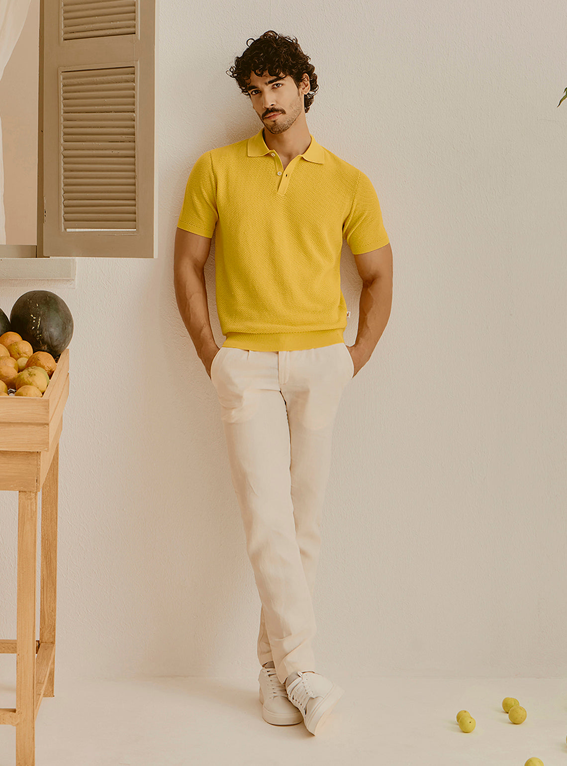 Corsica Yellow Cotton Knit Polo