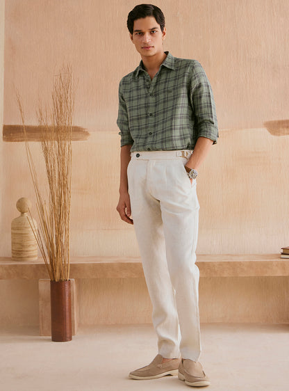 Merlin Grey Check Linen Shirt