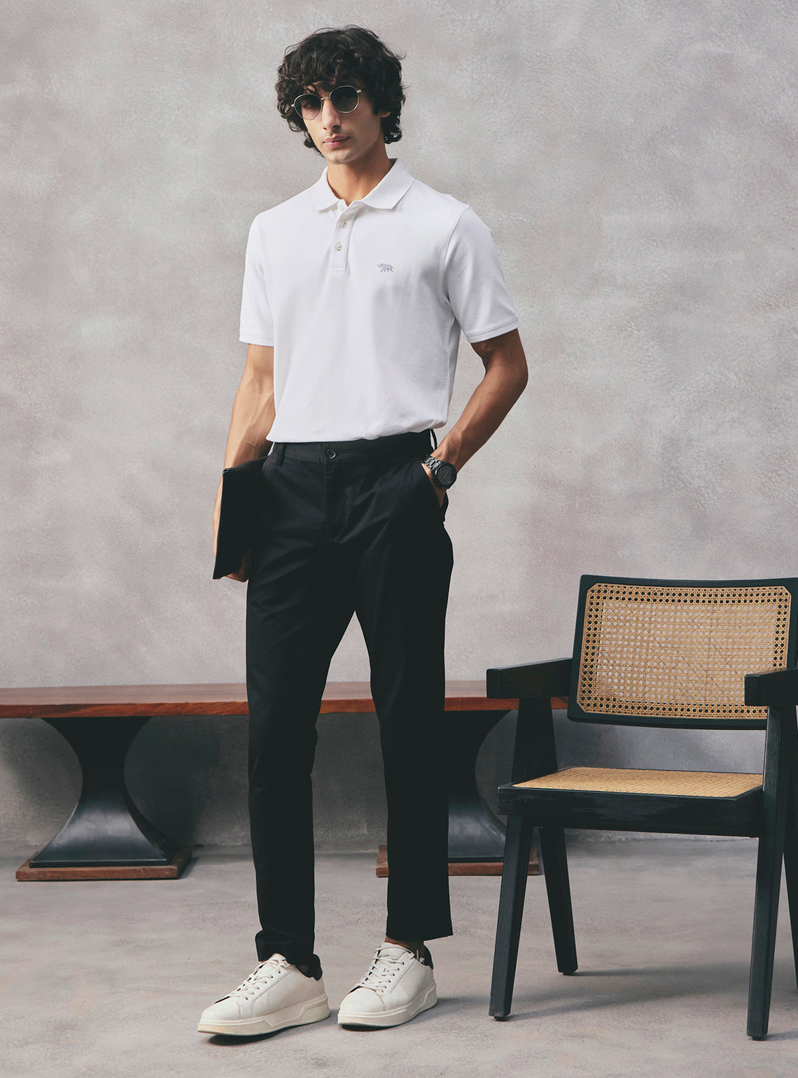 Basil White Cotton Stretch Polo