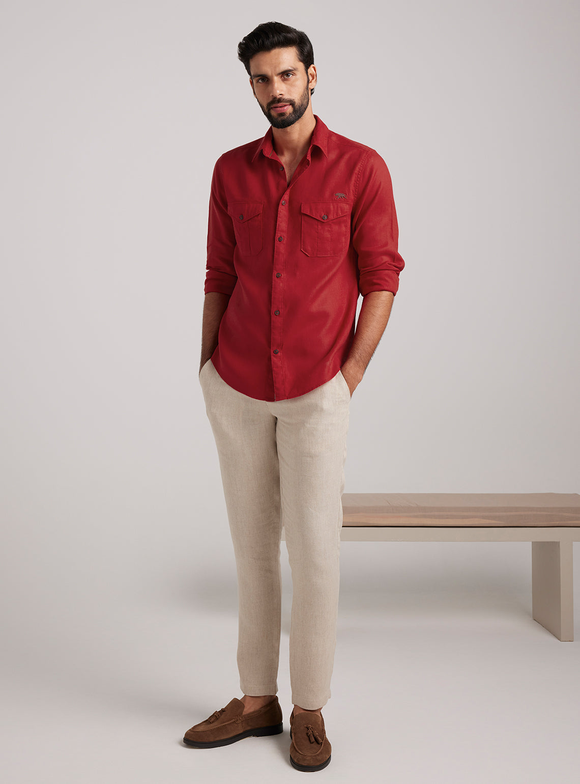 Barn Red European Linen Explorer Shirt