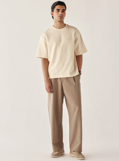 Vanilla White Cotton Blend Crew