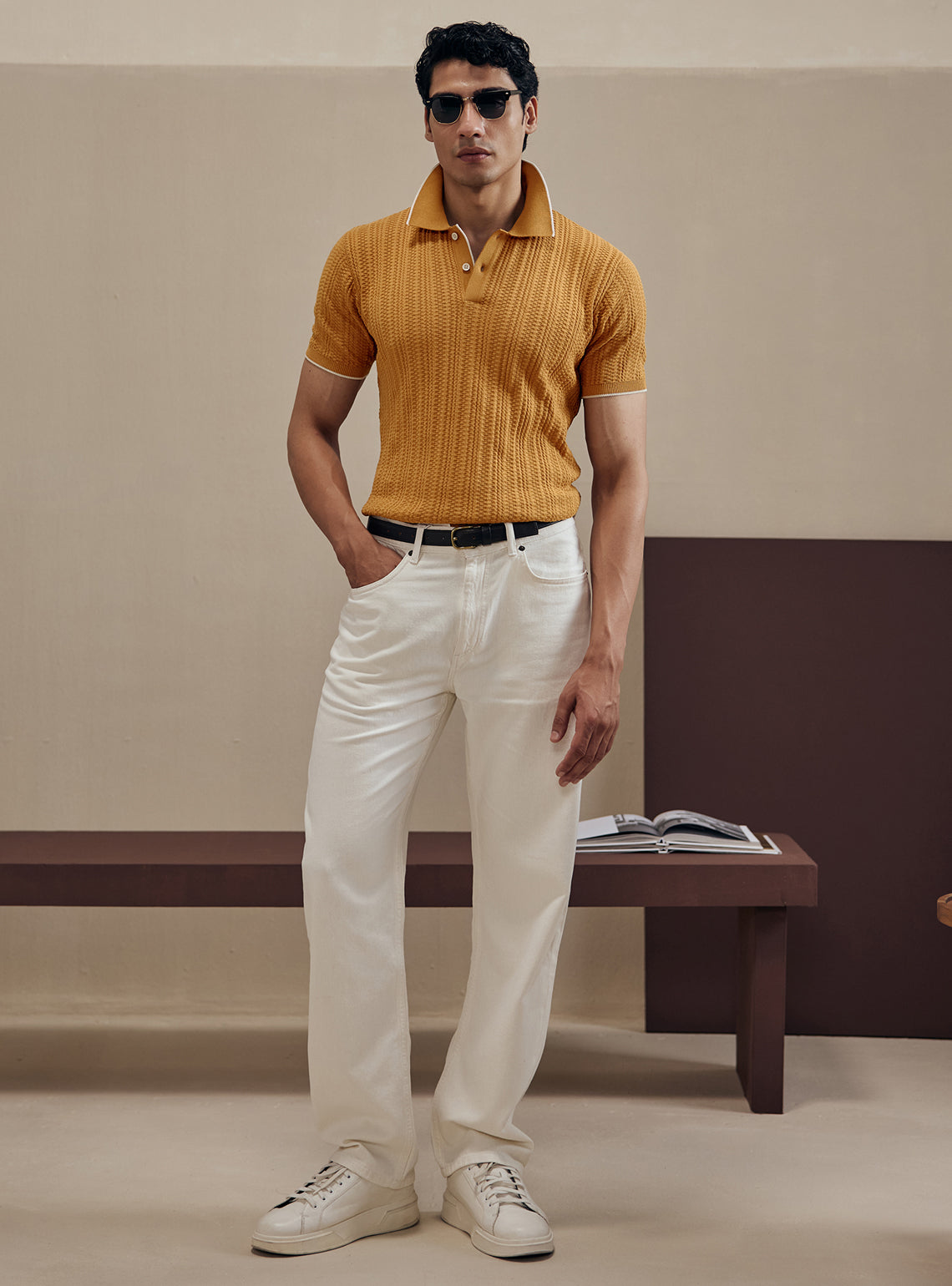 Mustard Yellow Basket Cotton Polo