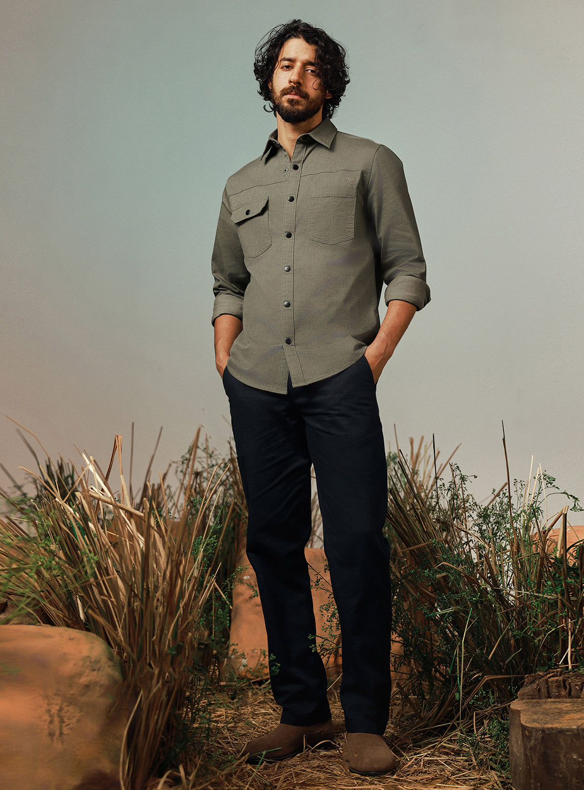 Tree Brown Cotton Twill Shirt