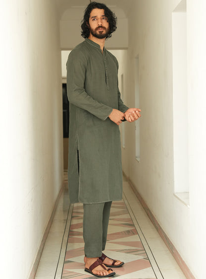 Nivaar Olive Linen Trousers