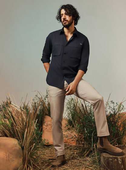 Regal Navy Cotton Twill Shirt