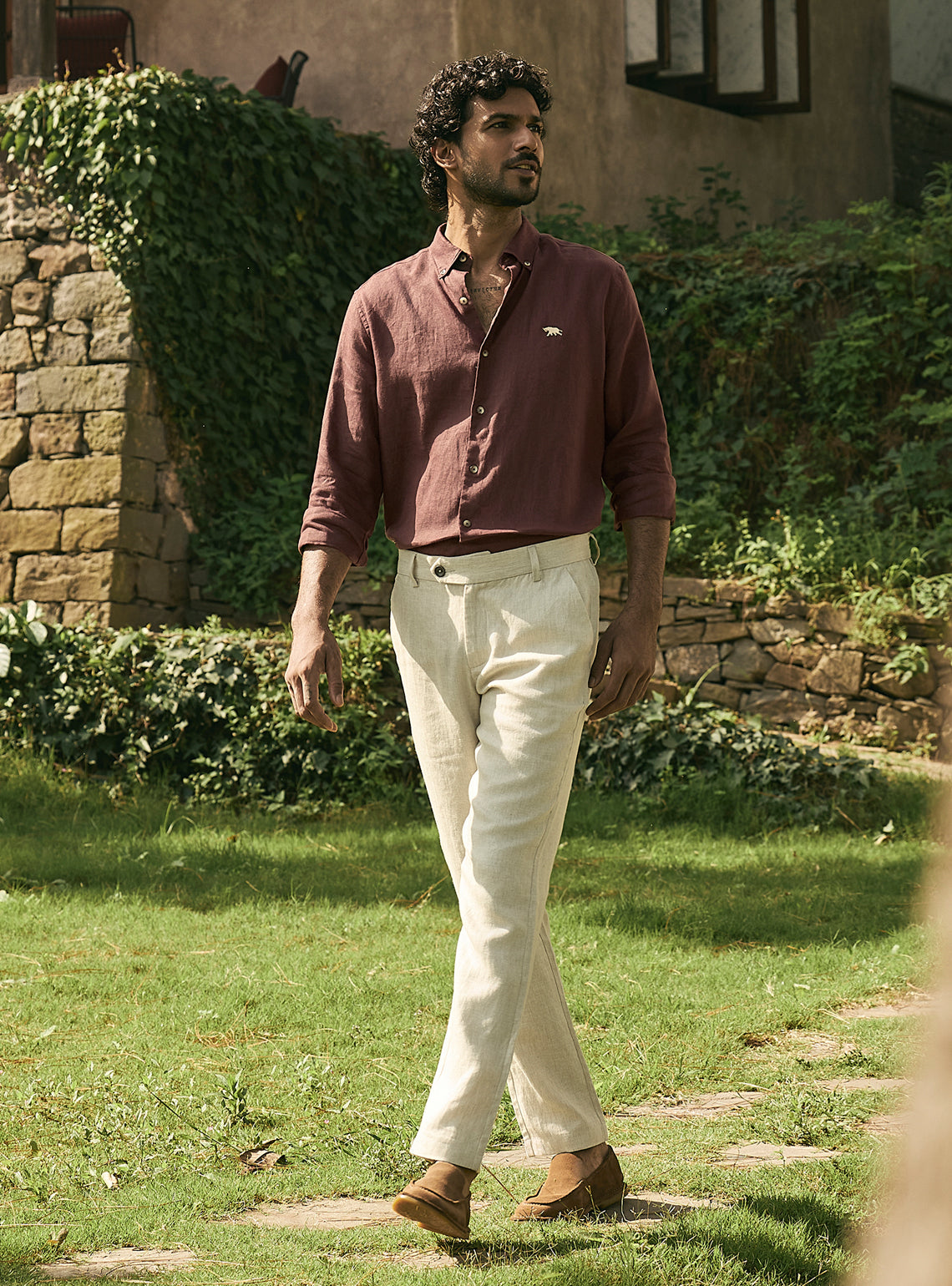 Mulberry Burgundy European Linen Shirt