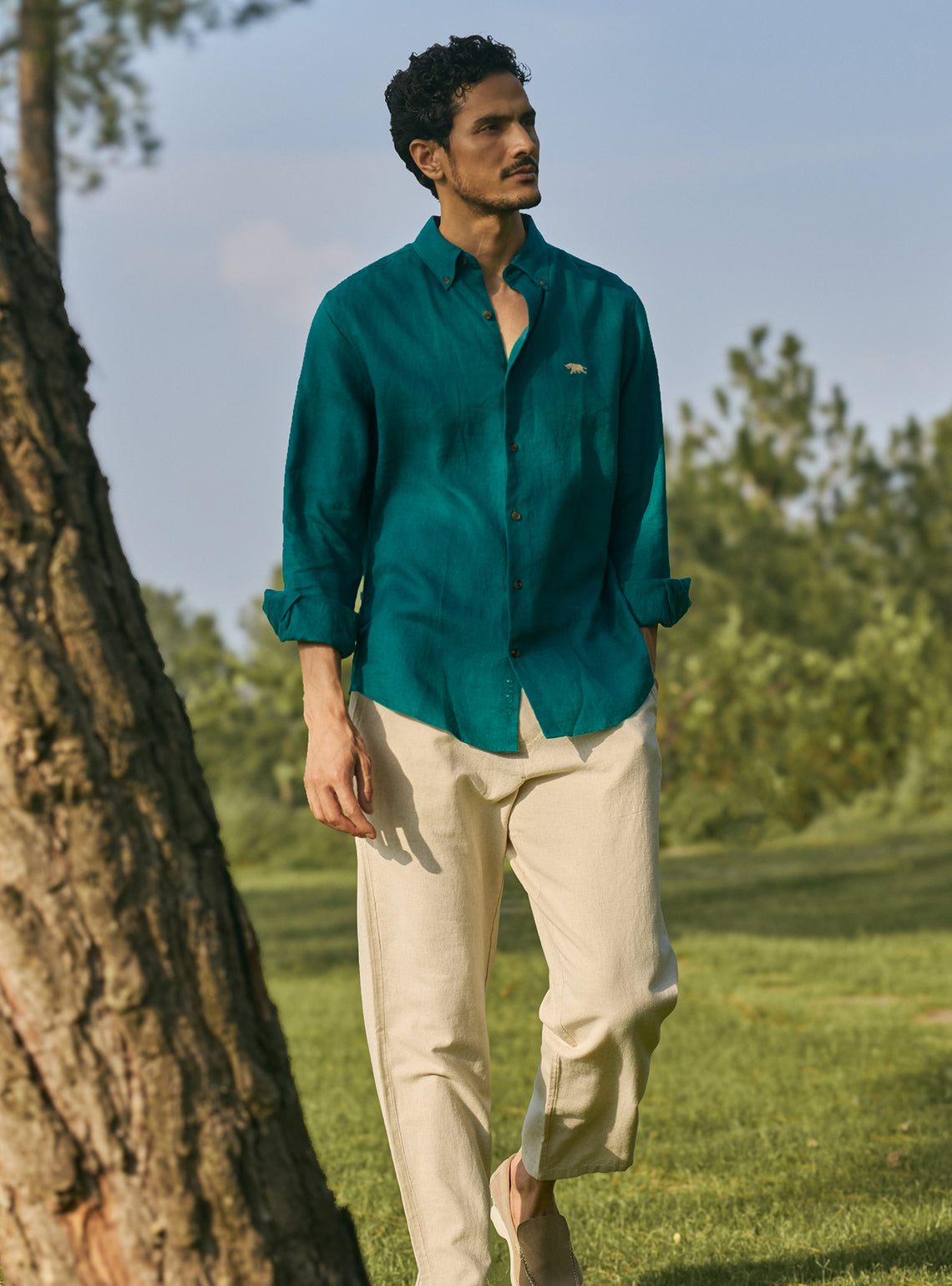 Serpentine Teal European Linen Shirt